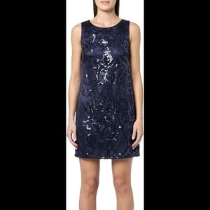 VINCE CAMUTO Navy Sequins Lace Sheath Dress Size 4- NWT